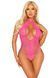 Мереживне тедді Leg Avenue Lace and net halter teddy One size Pink, глибокий виріз, халтер SX5010 фото 1