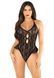 Боді з відкритою спиною та рюшами на стегнах Leg Avenue Lace Floral Lace Halter Teddy One Size, Black SX1755 фото 1