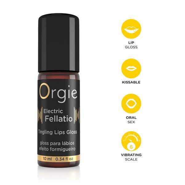 Віброблиск для губ Orgie Electric Fellatio Lips Gloss Tutti-frutti 10 мл, з ефектом поколювання SX1548 фото