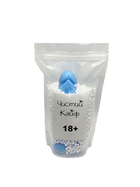 Мило у формі пеніса Чистий Кайф Blue size L, крафтове мило-член, натуральне SO2640 фото